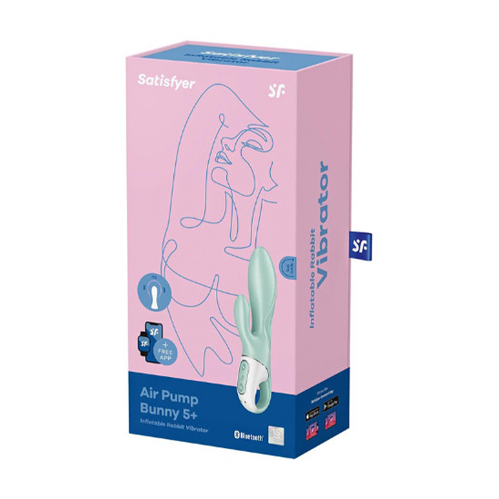 Вагінально-кліторальний вібратор Satisfyer Air Pump Bunny бірюзовий, 1 шт